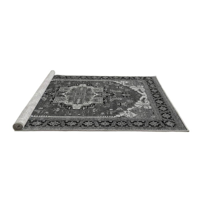 Sideview of Machine Washable Oriental Gray Industrial Rug, wshurb2377gry