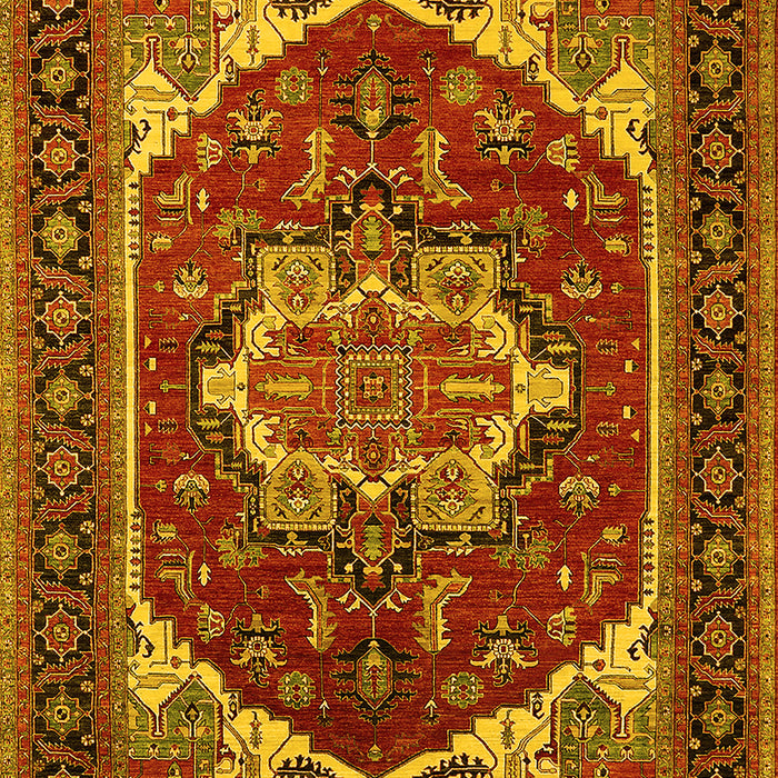 Machine Washable Oriental Yellow Industrial Rug, wshurb2377yw