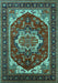 Machine Washable Oriental Turquoise Industrial Area Rugs, wshurb2377turq