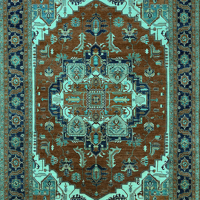 Machine Washable Oriental Turquoise Industrial Area Rugs, wshurb2377turq