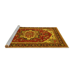 Sideview of Machine Washable Oriental Yellow Industrial Rug, wshurb2377yw