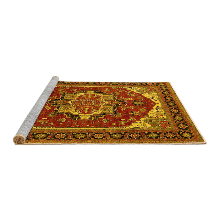 Sideview of Machine Washable Oriental Yellow Industrial Rug, wshurb2377yw