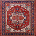 Square Mid-Century Modern Cranberry Red Oriental Rug, urb2377