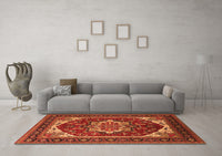 Machine Washable Oriental Orange Industrial Rug, wshurb2377org