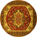 Round Machine Washable Oriental Yellow Industrial Rug, wshurb2377yw