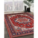 Mid-Century Modern Cranberry Red Oriental Rug in Family Room, urb2377