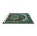 Sideview of Machine Washable Oriental Turquoise Industrial Area Rugs, wshurb2377turq