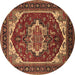 Round Oriental Brown Industrial Rug, urb2377brn