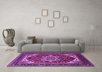 Machine Washable Oriental Purple Industrial Rug, wshurb2377pur