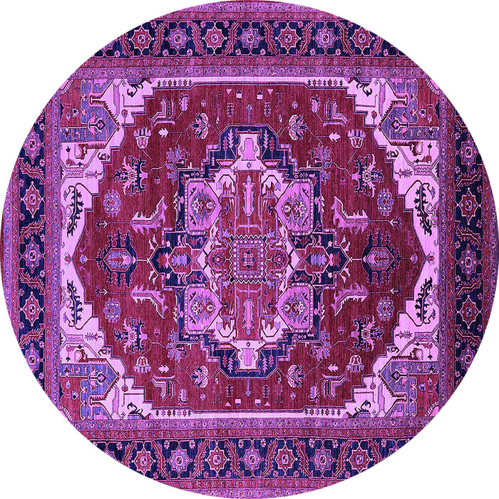 Round Machine Washable Oriental Purple Industrial Area Rugs, wshurb2377pur