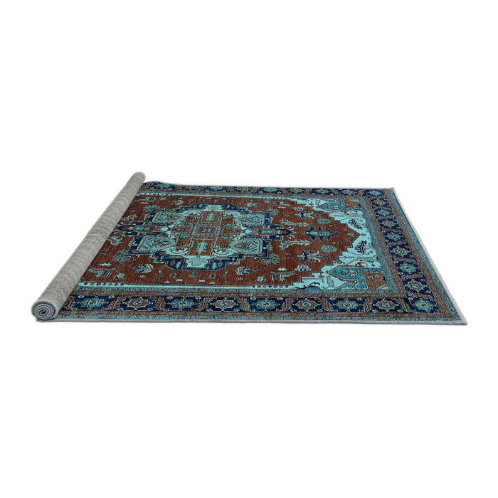 Sideview of Machine Washable Oriental Light Blue Industrial Rug, wshurb2377lblu