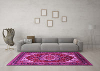 Machine Washable Oriental Pink Industrial Rug, wshurb2377pnk