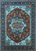 Machine Washable Oriental Light Blue Industrial Rug, wshurb2377lblu