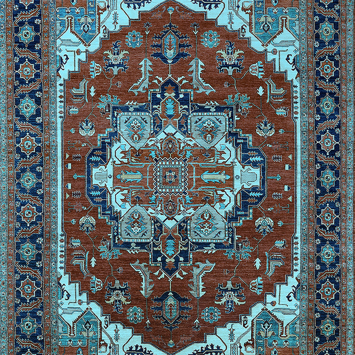 Machine Washable Oriental Light Blue Industrial Rug, wshurb2377lblu