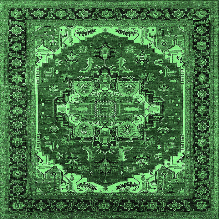 Square Oriental Emerald Green Industrial Rug, urb2377emgrn