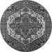 Round Oriental Gray Industrial Rug, urb2378gry