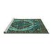 Sideview of Machine Washable Oriental Turquoise Industrial Area Rugs, wshurb2378turq