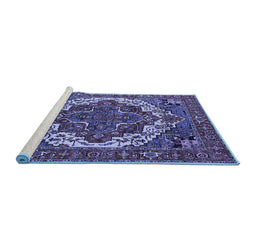 Sideview of Machine Washable Oriental Blue Industrial Rug, wshurb2378blu