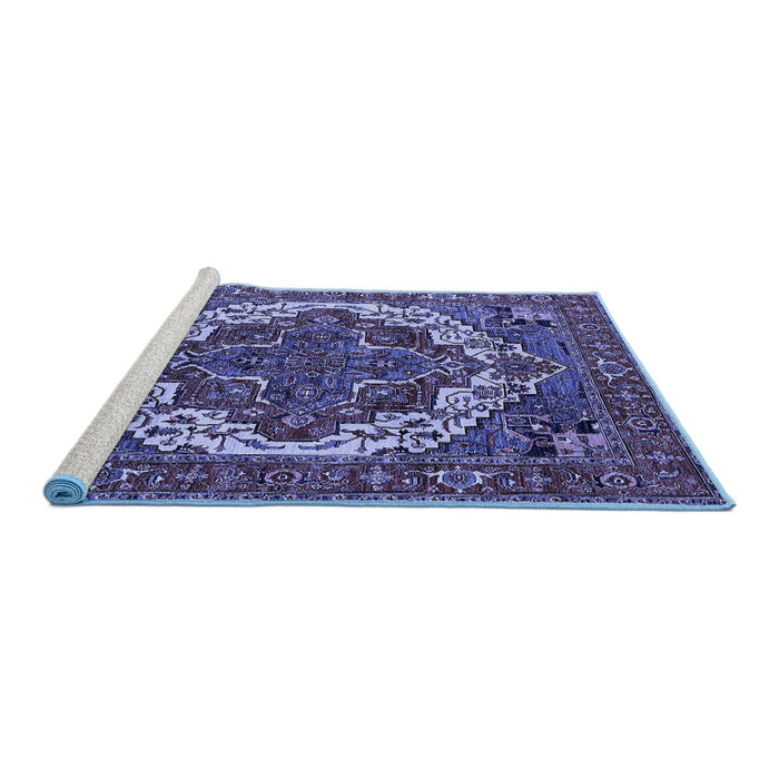 Sideview of Machine Washable Oriental Blue Industrial Rug, wshurb2378blu