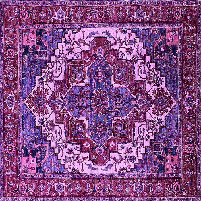 Square Machine Washable Oriental Purple Industrial Area Rugs, wshurb2378pur