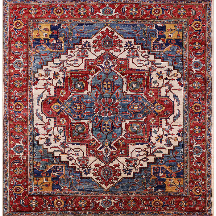 Square Mid-Century Modern Pink Oriental Rug, urb2378