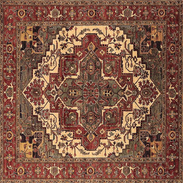 Square Machine Washable Oriental Brown Industrial Rug, wshurb2378brn