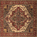 Square Machine Washable Oriental Brown Industrial Rug, wshurb2378brn