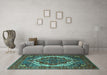 Machine Washable Oriental Turquoise Industrial Area Rugs in a Living Room,, wshurb2378turq