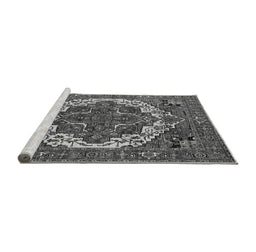 Sideview of Machine Washable Oriental Gray Industrial Rug, wshurb2378gry