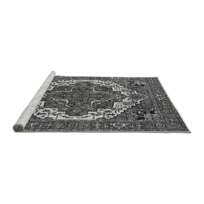 Sideview of Machine Washable Oriental Gray Industrial Rug, wshurb2378gry