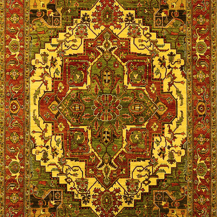 Machine Washable Oriental Yellow Industrial Rug, wshurb2378yw