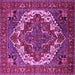 Square Machine Washable Oriental Pink Industrial Rug, wshurb2378pnk