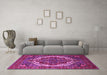 Machine Washable Oriental Pink Industrial Rug in a Living Room, wshurb2378pnk