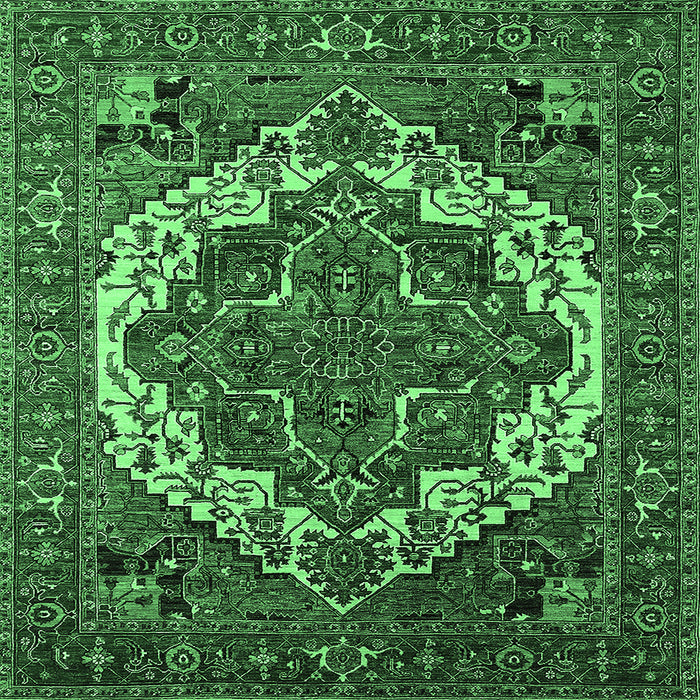 Square Oriental Emerald Green Industrial Rug, urb2378emgrn