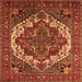 Square Machine Washable Oriental Orange Industrial Area Rugs, wshurb2378org