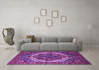 Machine Washable Oriental Purple Industrial Rug, wshurb2378pur