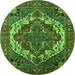 Round Oriental Green Industrial Rug, urb2378grn