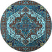 Round Oriental Light Blue Industrial Rug, urb2378lblu