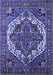 Machine Washable Oriental Blue Industrial Rug, wshurb2378blu