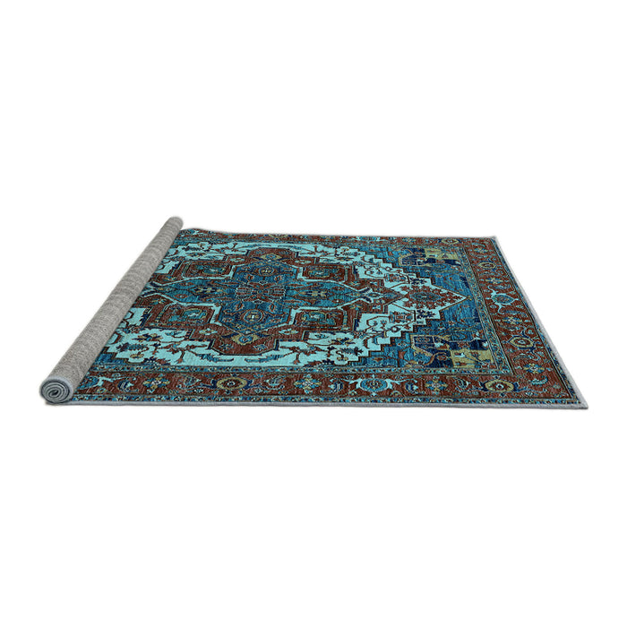 Sideview of Machine Washable Oriental Light Blue Industrial Rug, wshurb2378lblu