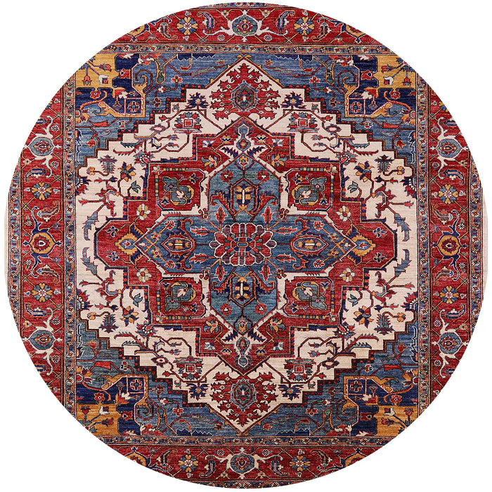 Round Mid-Century Modern Pink Oriental Rug, urb2378