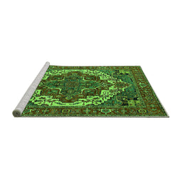 Sideview of Machine Washable Oriental Green Industrial Area Rugs, wshurb2378grn