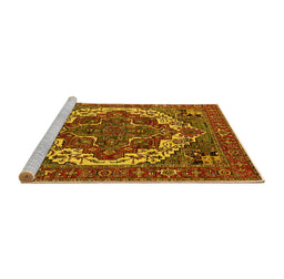 Sideview of Machine Washable Oriental Yellow Industrial Rug, wshurb2378yw