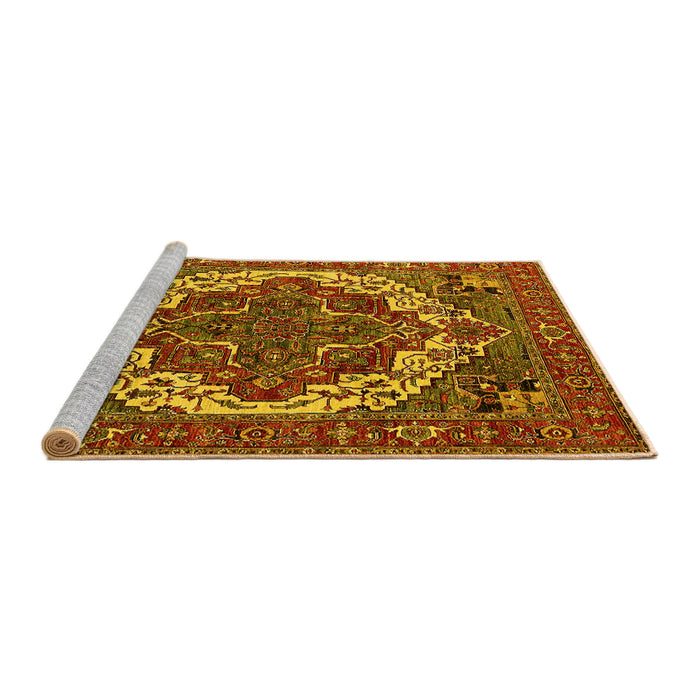 Sideview of Machine Washable Oriental Yellow Industrial Rug, wshurb2378yw