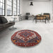 Round Mid-Century Modern Pink Oriental Rug in a Office, urb2378