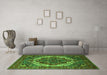 Machine Washable Oriental Green Industrial Area Rugs in a Living Room,, wshurb2378grn