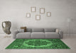 Machine Washable Oriental Emerald Green Industrial Area Rugs in a Living Room,, wshurb2378emgrn