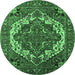 Round Oriental Emerald Green Industrial Rug, urb2378emgrn