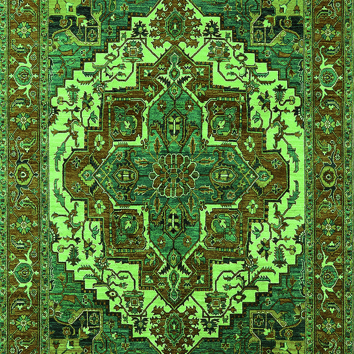 Machine Washable Oriental Green Industrial Area Rugs, wshurb2378grn