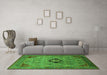 Machine Washable Oriental Green Industrial Area Rugs in a Living Room,, wshurb2379grn